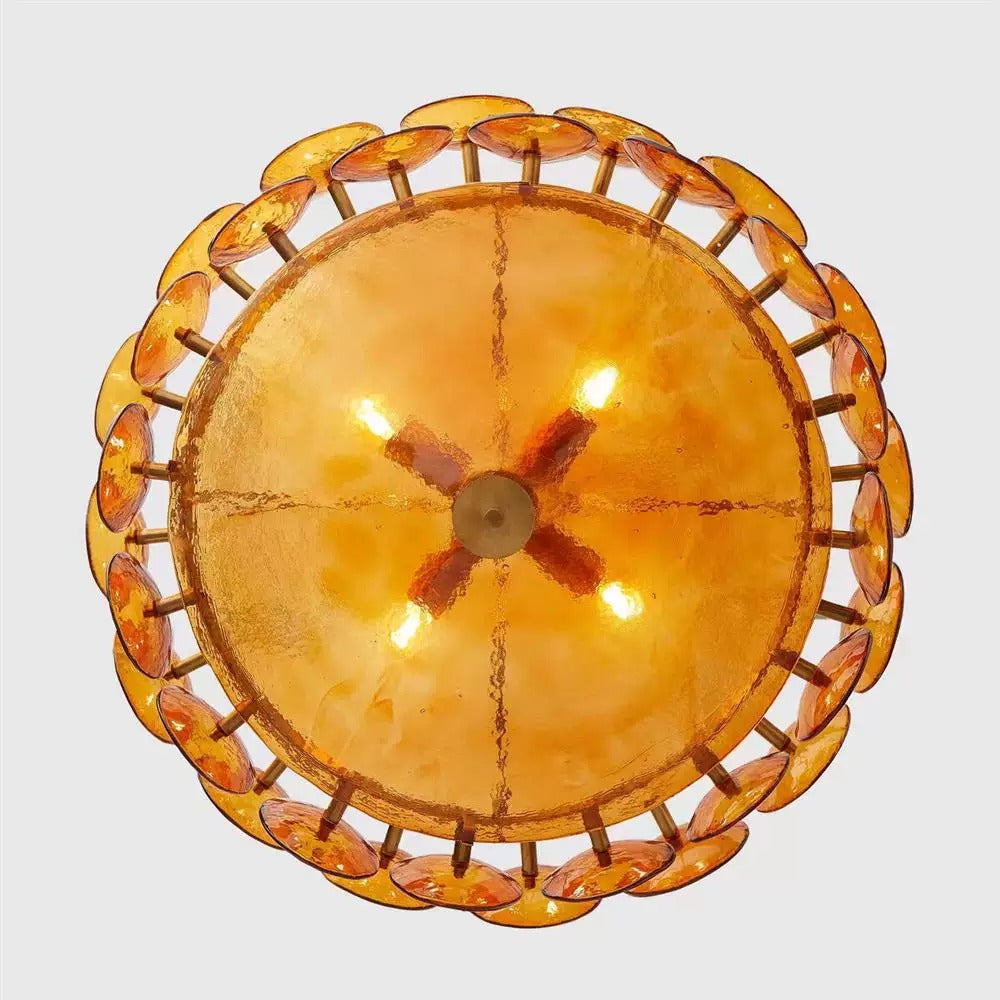 Vetro Modern Glass Chandelier - Orange/Green/White for Dining Room