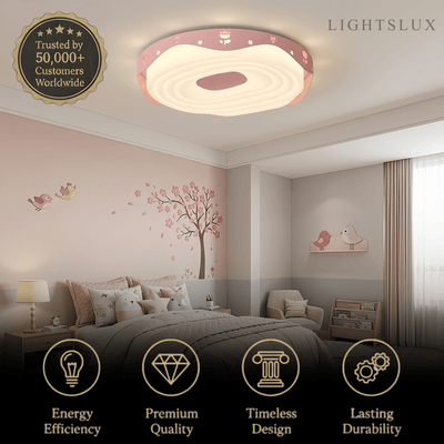 Morandia Pink Modern Round Ceiling Light -- Iron & PE Flush Mount for Bedroom