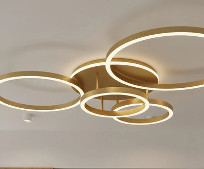  Ring Black/Gold Celing Light, 4Style, for Bedroom/Living Room/Commercial