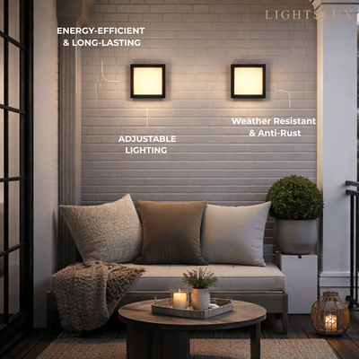 Geometric Matte Black Outdoor Wall Light – Modern LED Sconce for Patio & Entryway