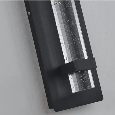 Arcato Modern Outdoor Wall Sconce – Black Stainless Steel Crystal Accents Starry Glow for Entryway