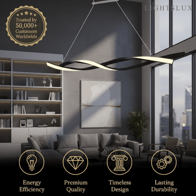 Wave Pendant Light – Matte Black Organic Sculptural LED