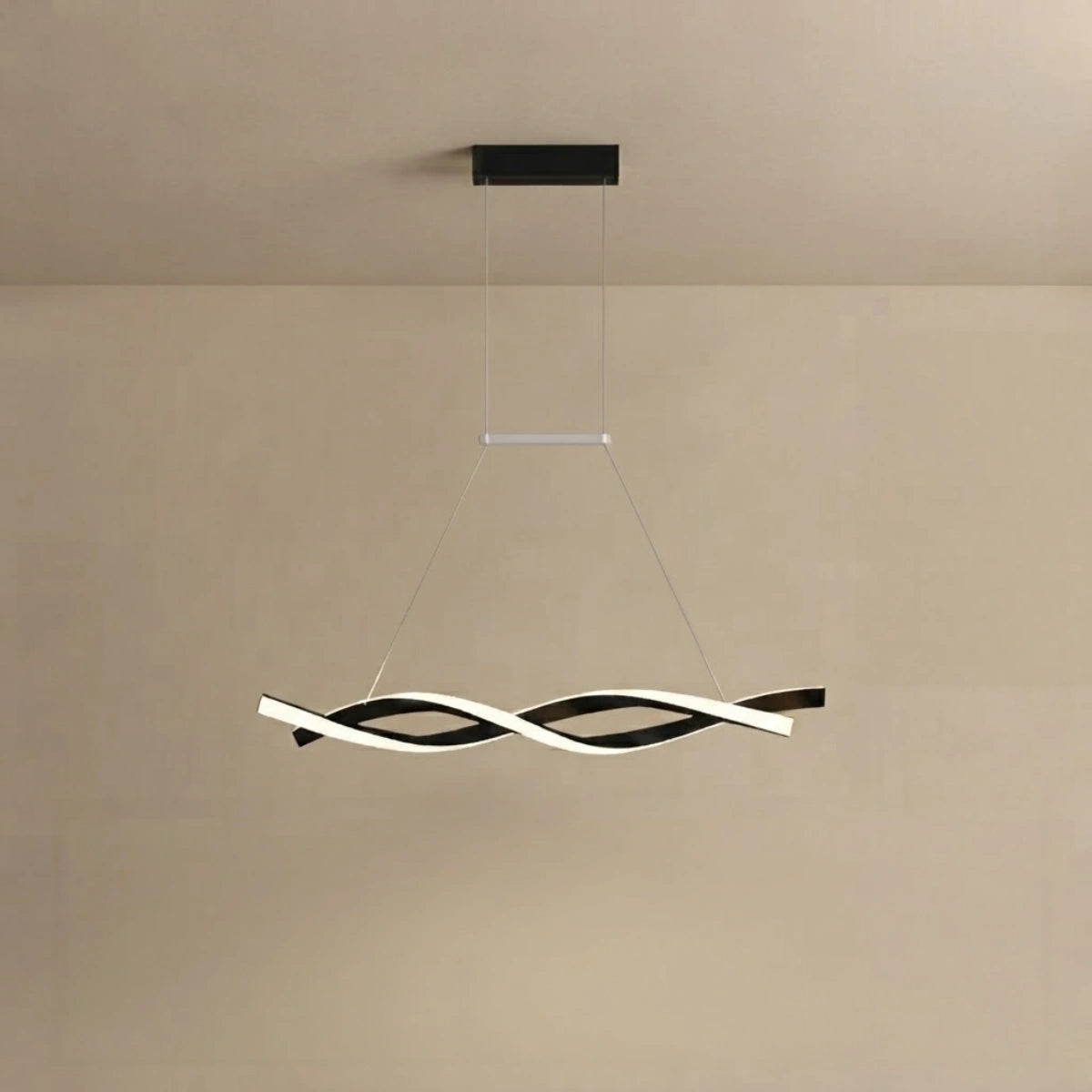 Modern Wave Design Pendant – Matte Black LED for Dining Room/Kitchen Island