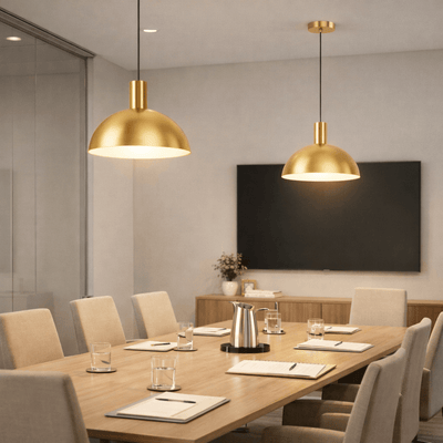 Mid-Century Pendant Light – Solid Brass in Brushed Gold/Black Matte for Dining Room