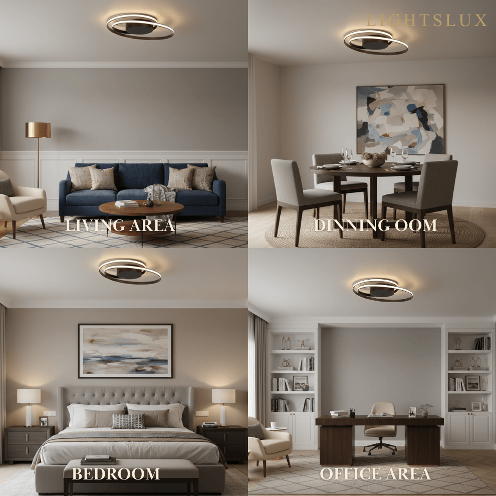 Ceiling Light – Black Ash Iron & Silica Gel Surface Mount for Bedroom