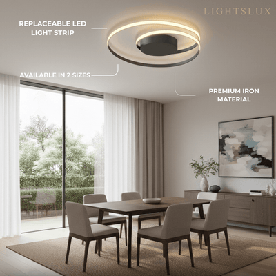 Ceiling Light – Black Ash Iron & Silica Gel Surface Mount for Bedroom