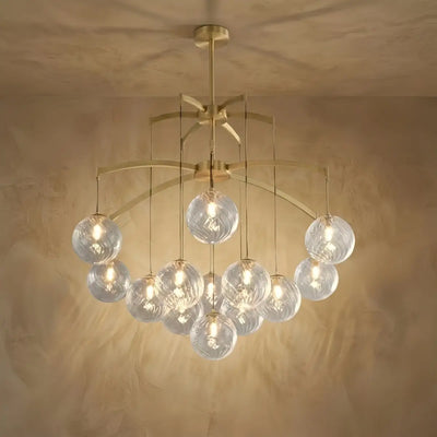 Excelis Royal Globe Chandelier – Solid Brass Brushed Gold Dimmable for Living Room