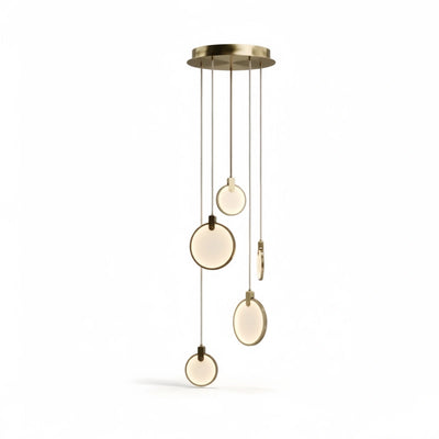 Excelis Modern Marble Orb Staircase Chandelier – Suspended Spheres on Stainless Steel Staircase