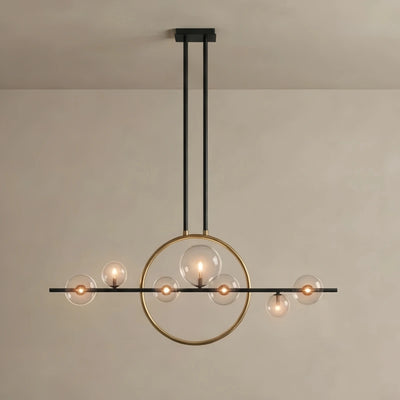 Nordic Glass Globe Chandelier – Floating Spheres on Circular Frame Kitchen Island