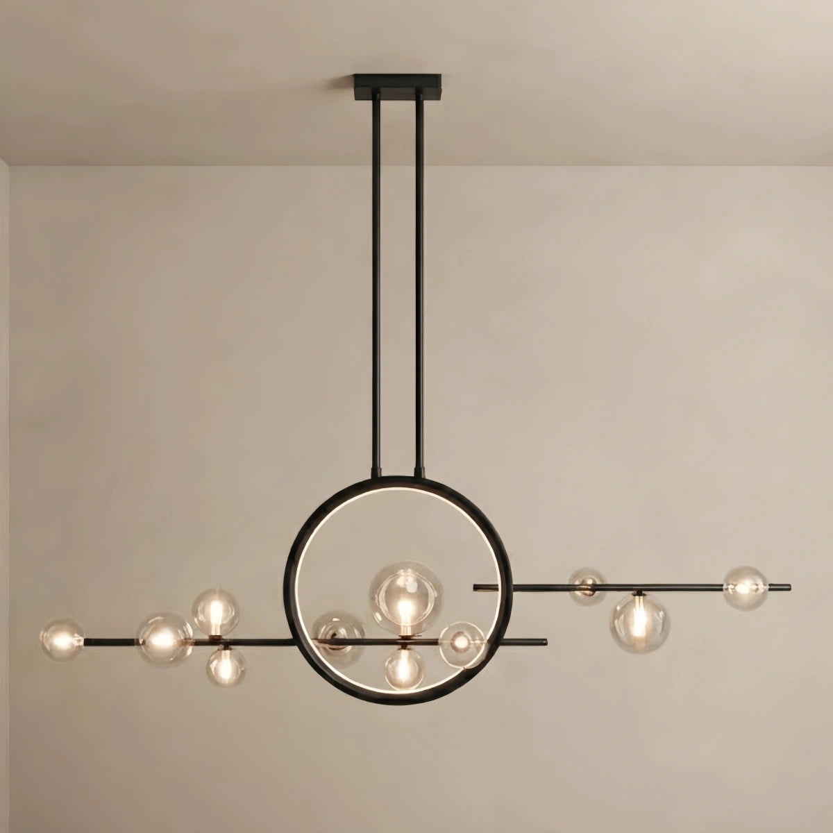 Glass_Globe_Chandelier_Floating_Spheres_on_Circular_Frame_Kitchen_Island