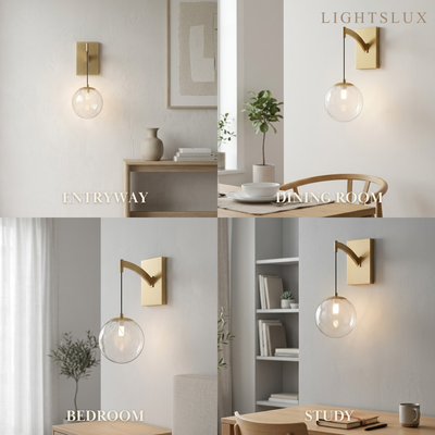 Excelis Modern Gold Globe Wall Sconce – Brushed Gold Finish Modern Elegant Design