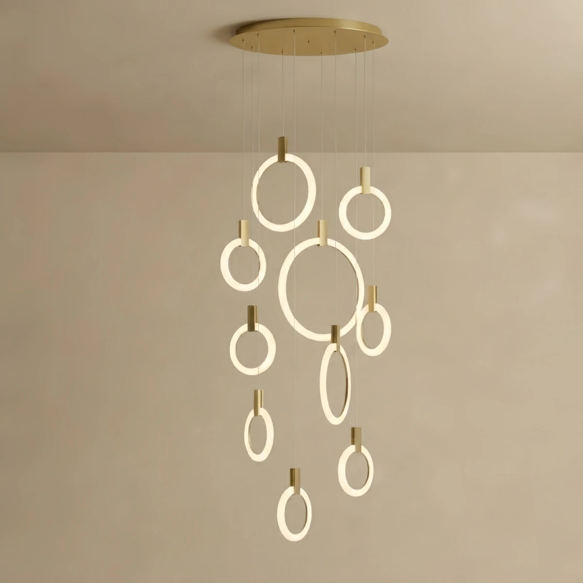  Luxury Layered Ring Chandelier – Concentric Design for Staircase & Living Room