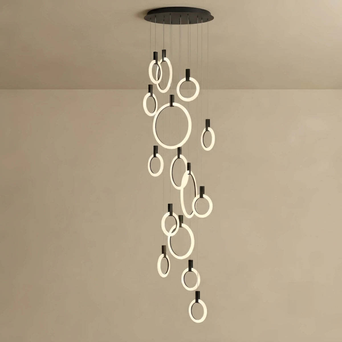 Excelis Luxury Layered Ring Chandelier – Concentric Design for Staircase & Living Room