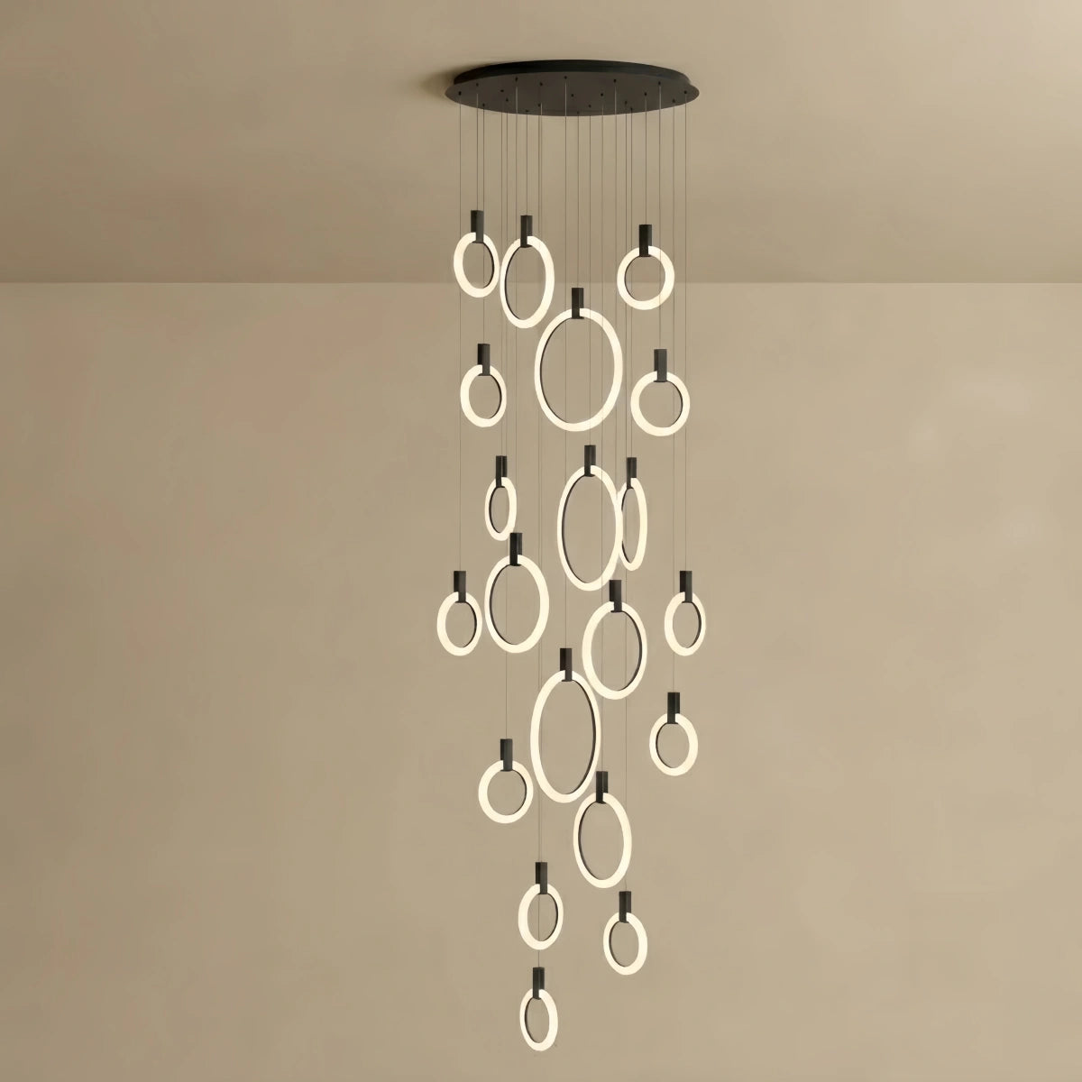 Excelis Luxury Layered Ring Chandelier – Concentric Design for Staircase & Living Room