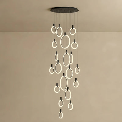 Excelis Luxury Layered Ring Chandelier – Concentric Design for Staircase & Living Room