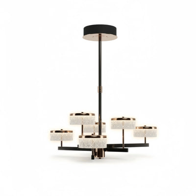Excelis Modern Luxury Tiered Gold Pearl Black Chandelier for Dining/Living Room