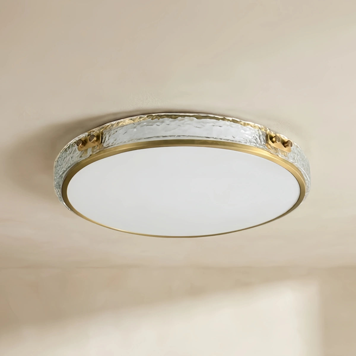 Excelis Crystal Accent Ceiling Light – Solid Brass Brushed Gold for Living Room Bedroom
