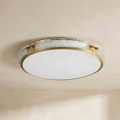 Excelis Crystal Accent Ceiling Light – Solid Brass Brushed Gold for Living Room Bedroom