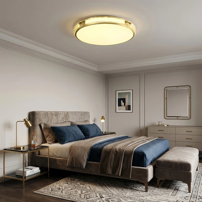 Excelis Crystal Accent Ceiling Light – Solid Brass Brushed Gold for Bedroom