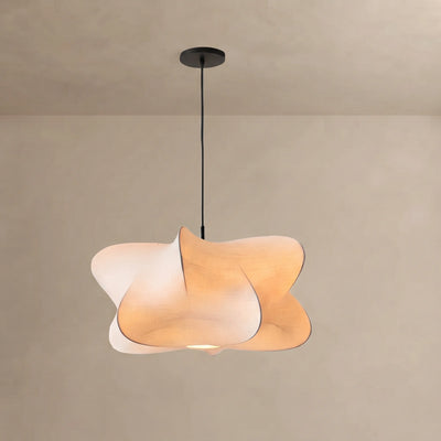 Zenno Japandi Pendant Light – White Silk Crossover Design for Bedroom Dining Room