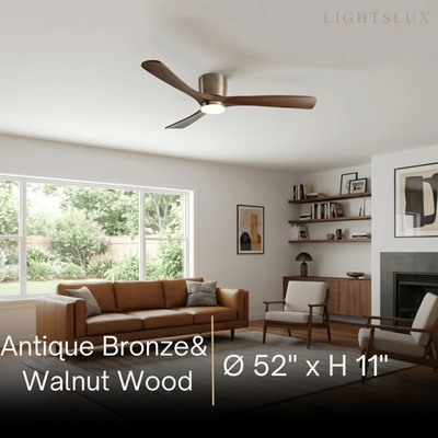 Lunara Nordic Ceiling Fan Light – Wood Clean Lines Quiet Airflow for Living Room/Bedroom