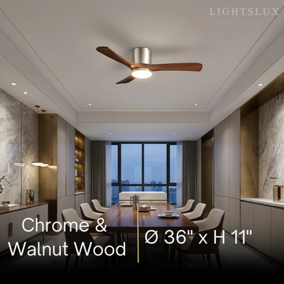 Lunara Nordic Ceiling Fan Light – Wood Clean Lines Quiet Airflow for Living Room/Bedroom