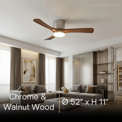 Lunara Nordic Ceiling Fan Light – Wood Clean Lines Quiet Airflow for Living Room