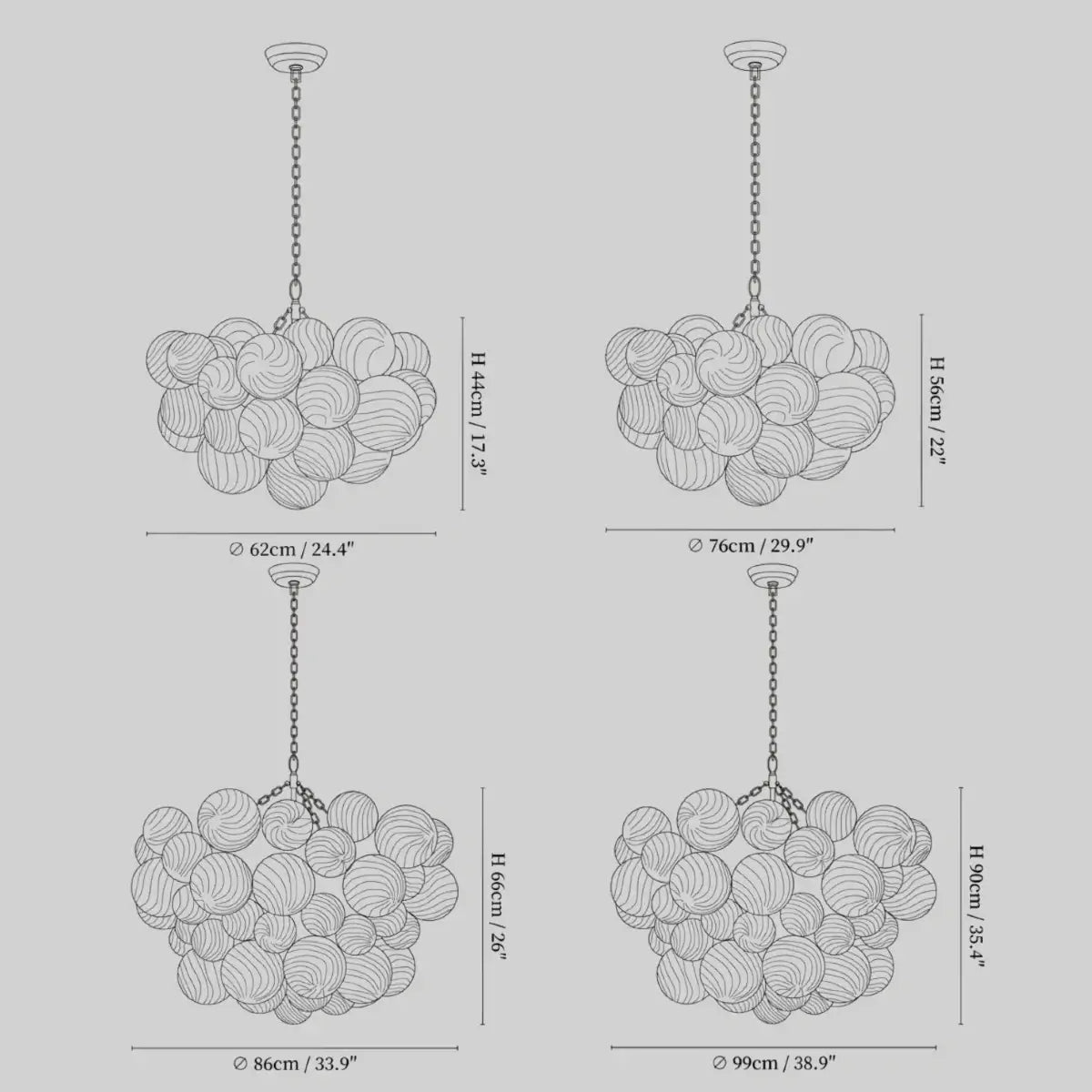 Modern Chandelier – Bubble Etched Glass 