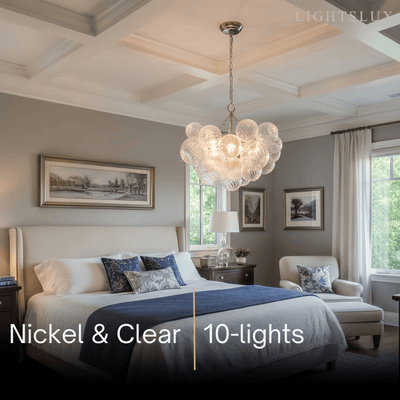 Modern Chandelier – Bubble Etched Glass 
