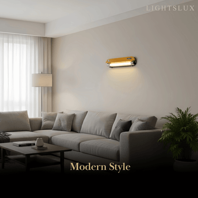 Vintage Industrial Wall Light — Amber Metal Tubular LED