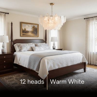  Chandelier — Rippled Wavy Glass Panels & Iron Frame for Living Room