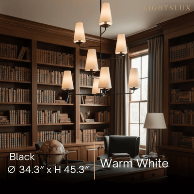 Modern Tiered Chandelier — Copper Frame & Linen Shades 