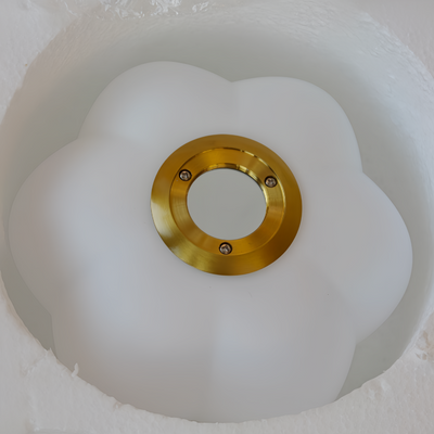 Mid-Century Modern Starburst Chandelier — Brass Walnut Opal Glass for Dining Room