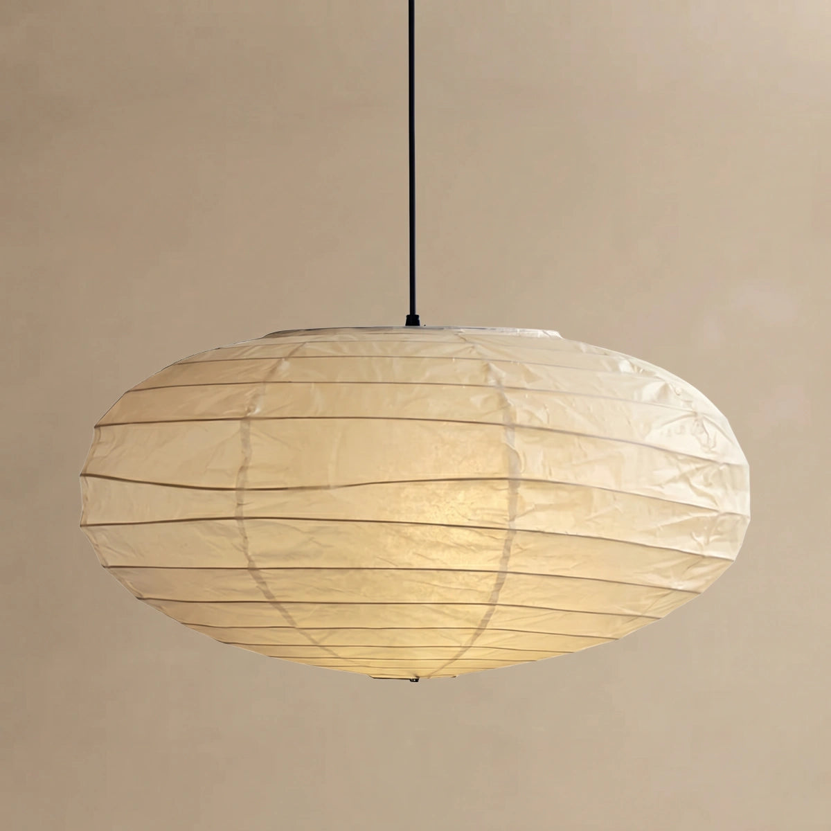 Japanese Washi Pendant Light — Mulberry Paper & Bamboo Frame for Dining Room