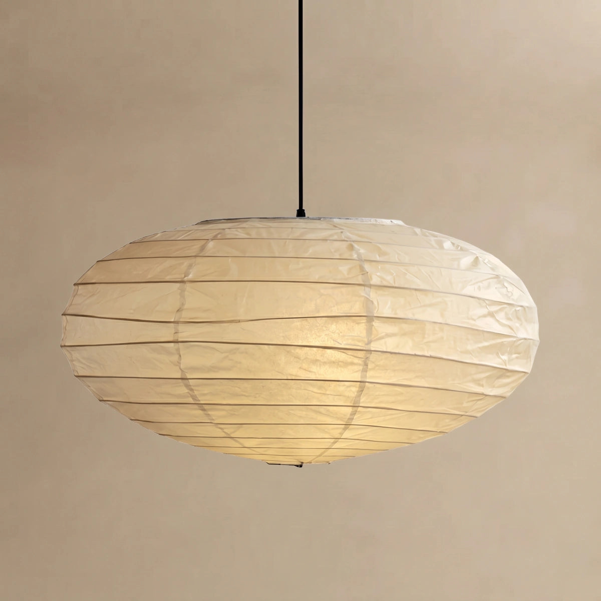 Japanese Washi Pendant Light — Mulberry Paper & Bamboo Frame for Dining Room