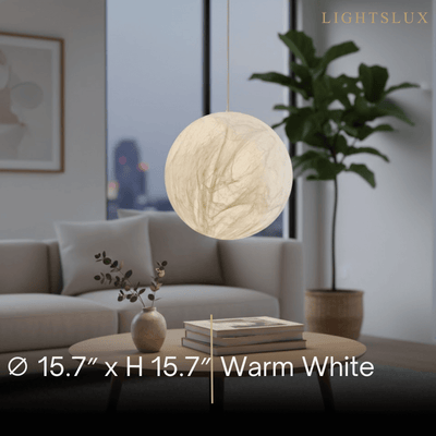 Pendant Light – Mulberry Silk White Globe Ceiling Lamp for Living Room