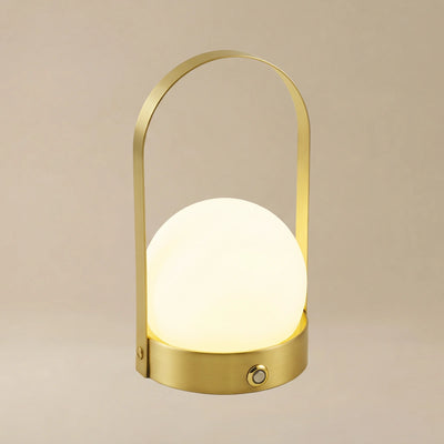 Modern Portable Table Lamp – LED Glass Lantern Light with Handle in Gold, Black or White