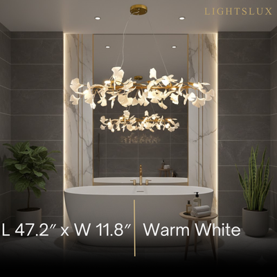 Modern Ginkgo Chandelier – Ceramic Petal Ceiling Light