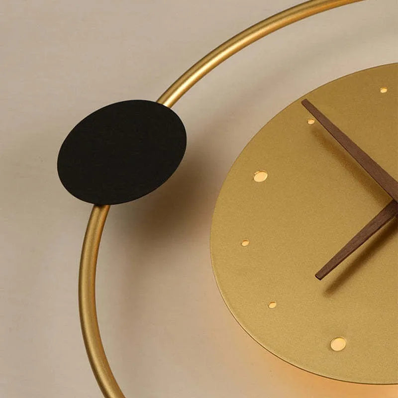 Art Deco Clock Gold Wall Lamp Detail