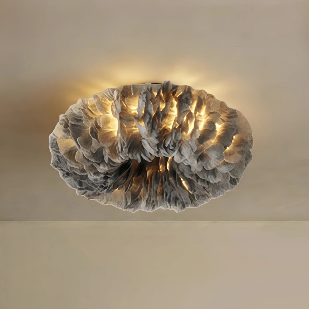 Lunara Art Deco Round Ceiling Light Art Feather — Gray Bedroom