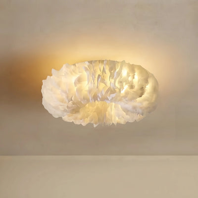 Art Deco Round Ceiling Light Art Feather — White Bedroom
