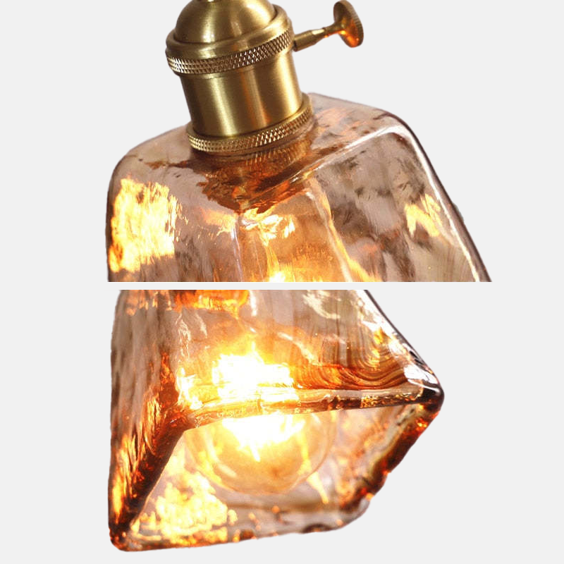 Modern Amber Pendant Light Glass with metal and glass