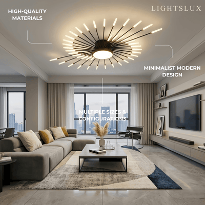 Nebula Modern Firework Ceiling Light –  Gold/Black for Bedroom Dining Room Living Room