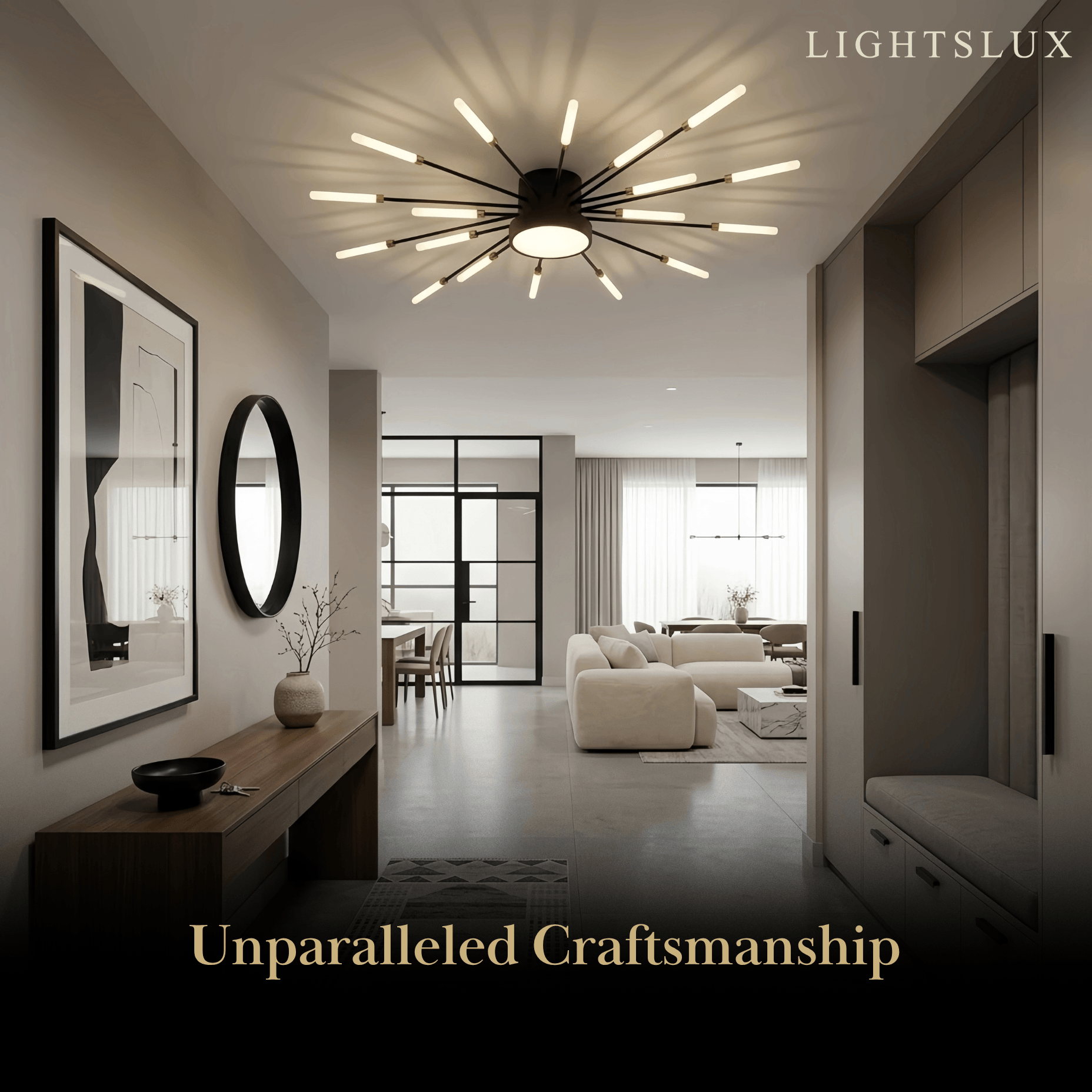 Nebula Modern Firework Ceiling Light –  Gold/Black for Bedroom Dining Room Living Room