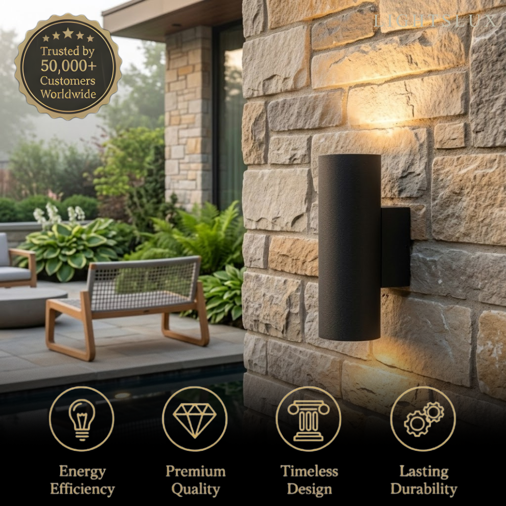 Arcato Modern Outdoor Wall Lamp- Black/White Cement Cylindrical Light for Courtyard