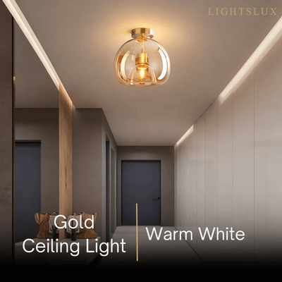 Vetro Modern Globe LED Ceiling Light/Pendant Light – Black/Gold for Hallway