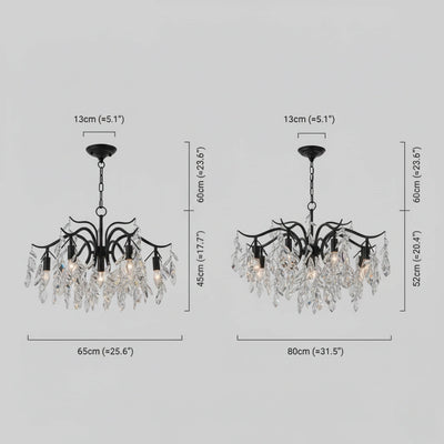 Excelis Royal Crystal Chandelier – Luxurious Black/Gold Finish for Living/Dining Room