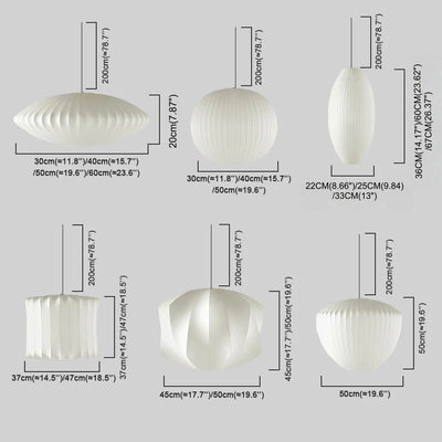 Japandi wabi-sabi White Pendant Light - Metal Frame with Silk-inspired Shade