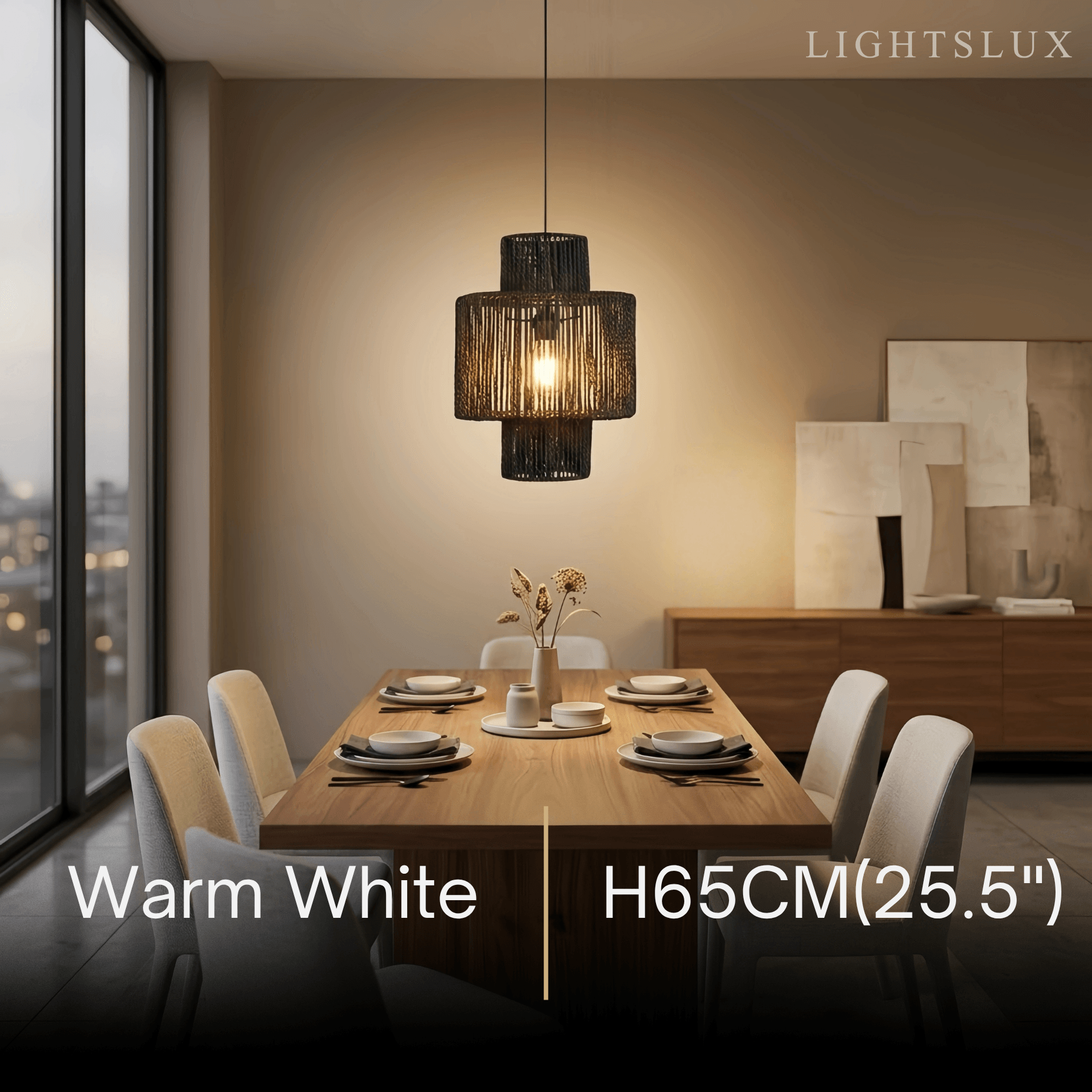 Bamburo Farmhouse Drum Pendant Light — Black