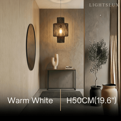 Bamburo Farmhouse Drum Pendant Light — Black